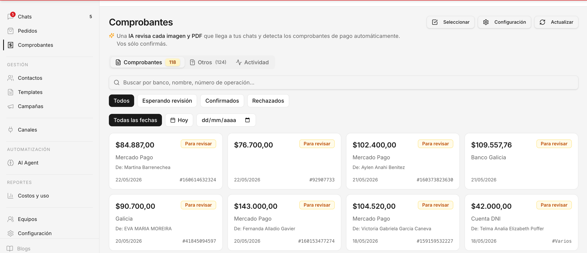 Los comprobantes de tus clientes, ordenados